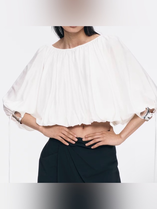 H&M Tops - H&M OVERSIZED TIE-DETAIL BLOUSE - SIZE M